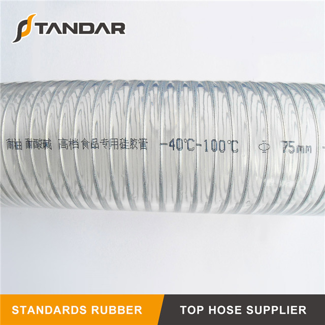 Low Temperature Transparent Stainless Steel Wire reinforced food grade Silicone Hose 