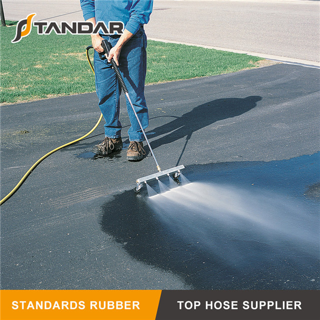 Cleaning Application With Hot Water Of Rubber Washer Hose