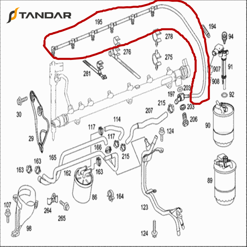 Fuel Injector Leak Off overflow Pipe Line For Mercedes Benz E-Class A6480700832