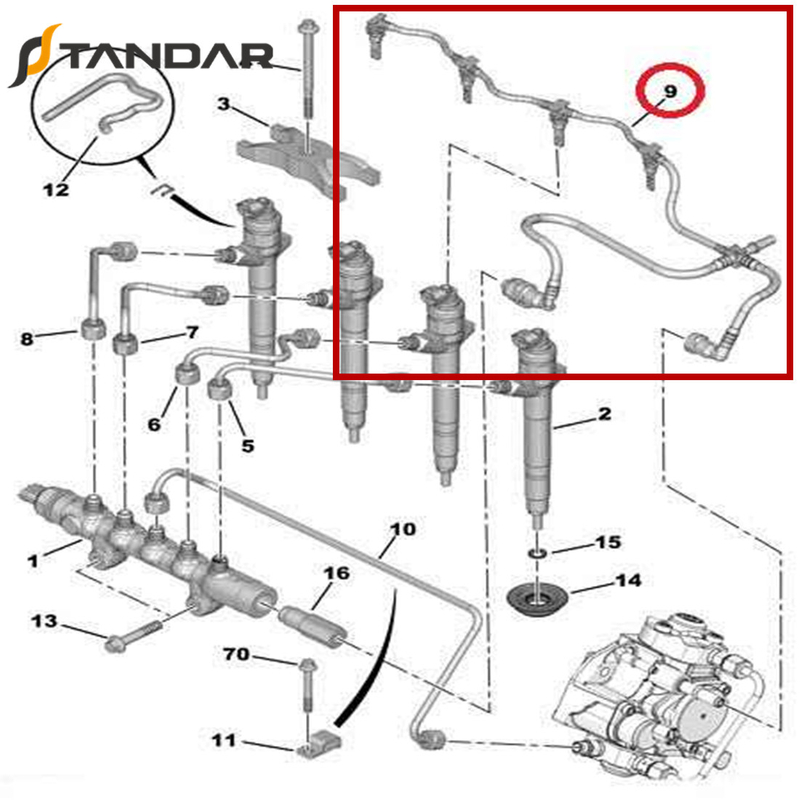 Diesel Fuel Leak Off Overflow Pipe For Ford Transit Fiat Peugeot 9660645280 1574L4 1473393 6C1Q9K022AG 